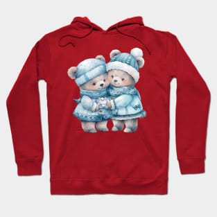 Kawaii Christmas Blue Teddy Bears Hoodie